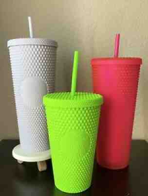 NWT Starbucks 2021 Studded Tumbler Lot Venti Lilac & Hot Pink, Grande Neon Green - Sold on eBay Mar 12, 2022 for $90.00