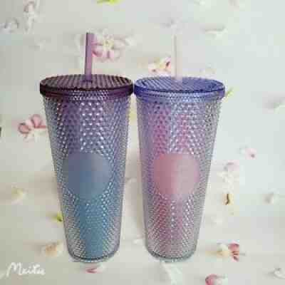STARBUCKS SS 22 Cherry Blossom Pink Purple Beam Stud Cold Cup 710ml Set + Gift - Sold on eBay Apr 06, 2022 for $89.99