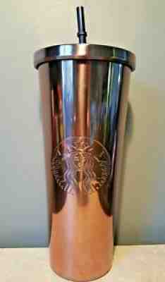 Starbucks Rose Gold Tumbler 24oz Stainless Top Siren Christmas 2017 Brand New