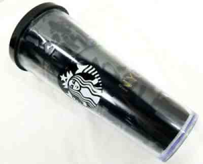 Starbucks NYC Tumbler Cup Grafitti Gray Black New York City 24oz Rare 2014 HTF