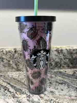 Starbucks Beetle Bug Pink Tumbler Roach Straw Cold Cup 24oz Like New