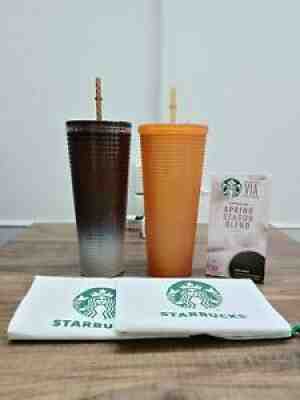 Rare Starbucks tumbler orange bling studded +Brown Gradient Free Via Coffee - Sold on eBay Apr 19, 2022 for $139.00