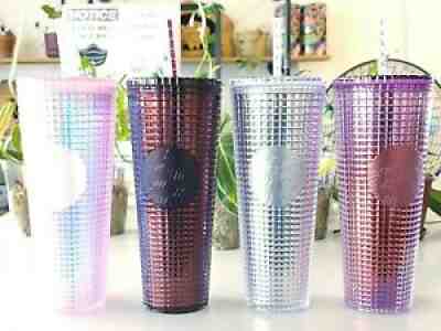 Starbucks 2021 & 2021 Disco Grid Studded Cold Tumbler Silver Pink Ombre Lot of 4 - Sold on eBay Apr 17, 2022 for $129.99