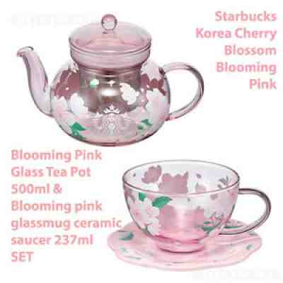 Starbucks Korea 22 Cherry Blossom Blooming Pink Glass Tea Pot 500 ml