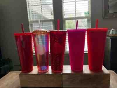 starbucks studded tumbler Set Of 5 / Red And Pink Rose Gold Love Valentines