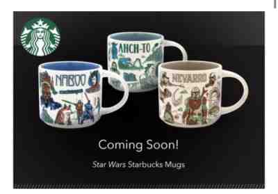 Disney 2022 Star Wars Starbucks Been There Mugs set of 3 Naboo, Ahch-To, Nevarro - Sold on eBay May 04, 2022 for $190.00