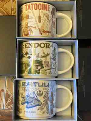 Star Wars Starbucks Been There Mug Set of 3 Batuu Endor Tatooine NEW Disney 2021 - Sold on eBay May 15, 2022 for $187.50