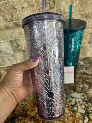 Starbucks Cold Cup Tumbler Purple Lavender Watercolor Flower Floral 24 oz  Venti