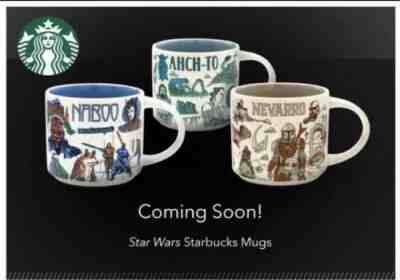 Disney 2022 Star Wars Starbucks Been There Mug Set: Naboo, Ahch-To, Nevarro - Sold on eBay May 08, 2022 for $165.00