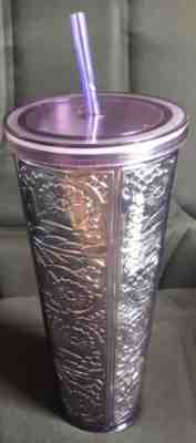 Starbucks Lavender Purple Embossed Metallic tin Foil Tumbler RARE W/orig Straw - Sold on eBay Jun 03, 2022 for $230.00