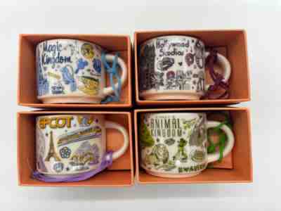 Disney Parks Starbucks WDW Been There Series Mug ORNAMENT Set All Four Parks NEW