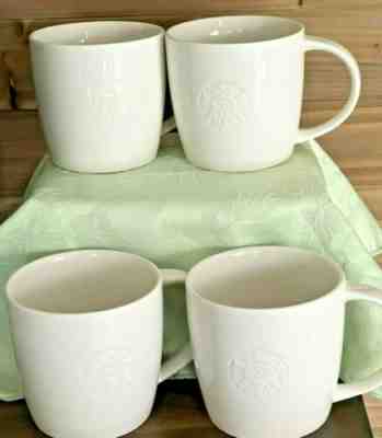 Starbucks set of 4 jumbo 24 oz mugs white with embossed logo & V on Handle - Sold on eBay May 30, 2022 for $215.00