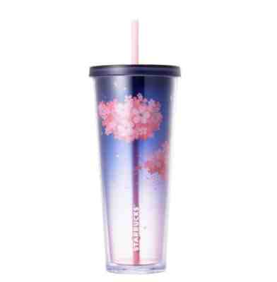 Rare 2022 Holiday Starbucks Cherry Blossom GrayPink Cold Tumbler straw 24oz - Sold on eBay May 19, 2022 for $330.00
