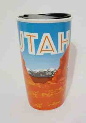 Starbucks UTAH Orange Mountains Ceramic Travel Tumbler 12 Oz Cup RARE 2017 New