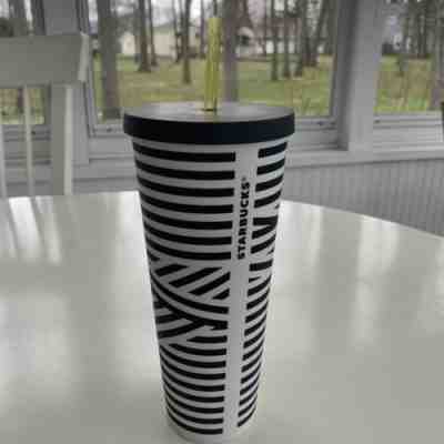 RARE Starbucks Zebra Black White Stripe Matte Venti Cold Cup Tumbler 24 w/STRAW - Sold on eBay Apr 11, 2022 for $279.99