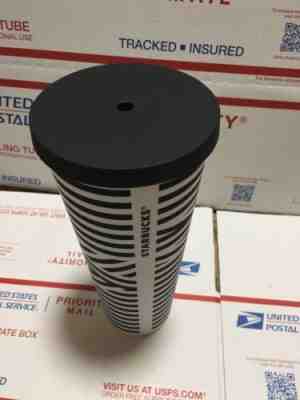 Starbucks Zebra Black White Stripe Matte Venti Cold Tumbler 24oz NO STRAW Rare - Sold on eBay May 26, 2022 for $159.00