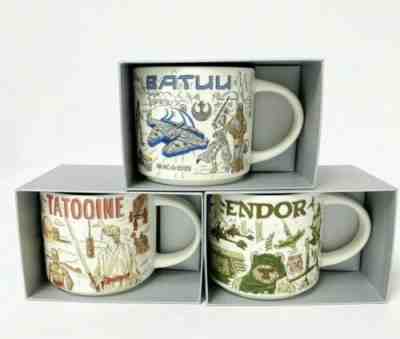 Star Wars Starbucks Been There Series Mug Set Of 3 Tatooine Batuu Endor NEW - Sold on eBay May 30, 2022 for $159.00