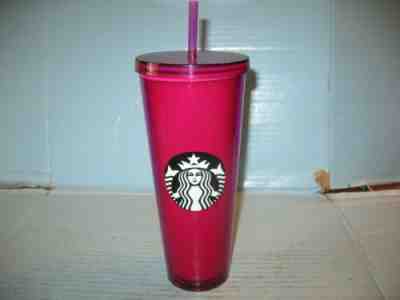 Starbucks Magenta/Pink 24 oz. Plastic Travel Tumbler Rare & Retired - Sold on eBay May 28, 2022 for $157.50
