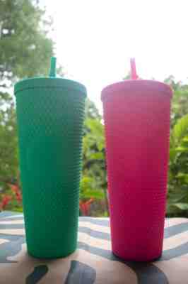 Starbucks Mexico Green teal & Pink Tinted Matte Studded Tumbler SET - Sold on eBay Jun 12, 2022 for $155.00