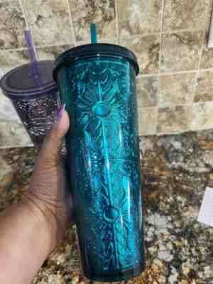 Starbucks Tumbler embossed floral RARE BNWT never used Teal - Sold on eBay May 24, 2022 for $152.50