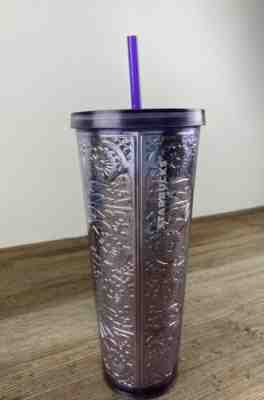 Starbucks purple lavender embossed metallic tumbler 24 Oz See Lid - Sold on eBay May 10, 2022 for $150.00