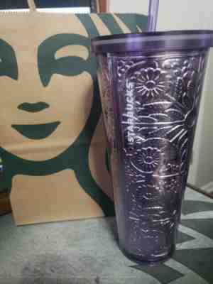 Starbucks Lavender Purple Embossed Metallic Tin Foil Tumbler Extremely RARE - Sold on eBay May 13, 2022 for $150.00