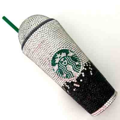 Custom Starbucks Coffee Tumbler Cup Clear Black Ombre Bling Cup with Straw - Sold on eBay Jun 20, 2022 for $149.99
