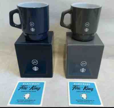 Starbucks Fragment Design x Fire-King Glass Mug cup 2018 Navy & gray 2 color set - Sold on eBay Jun 20, 2022 for $145.11