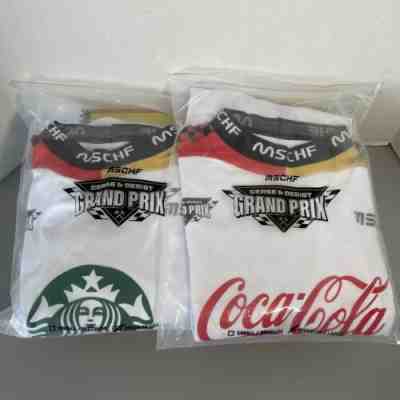 2-MSCHF Racing Shirt Starbucks & Coca Cola logos Cease And Desist Grand Prix M/L - Sold on eBay Apr 14, 2022 for $159.96