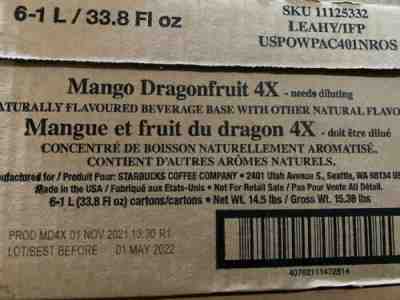 (6 Pack) STARBUCKS Mango Dragonfruit 4X NEW FORMULA USED IN STORES Best By 05/22 - Sold on eBay Apr 06, 2022 for $158.10