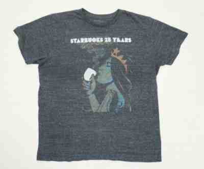 VNTAGE 90's STARBUCKS 25TH ANNIVERSARY XL PEACE LOVE MUSIC ALBUM COVER TSHIRT - Sold on eBay May 15, 2022 for $158.00