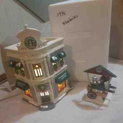Dept 56 Christmas Snow Village Starbucks Coffee Shop Cart Figure w Boxes Vintage - Sold on eBay Apr 25, 2022 for $154.49