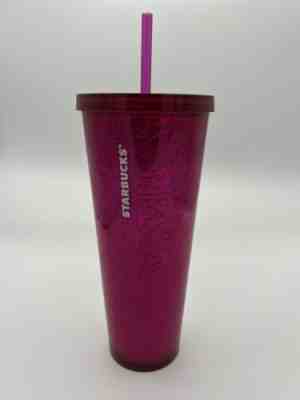 Starbucks 2017 Pink Magenta Floral Embossed Tin Foil Metallic 24oz Venti Tumbler - Sold on eBay Apr 17, 2022 for $119.95