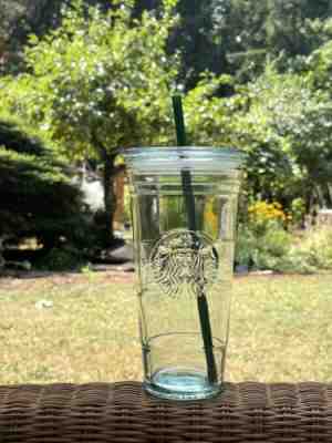 Starbucks 20 oz Recycled Glass Cold Tumbler Made in Spain w/ Lid & Straw EUC - Sold on eBay Jun 04, 2022 for $119.50