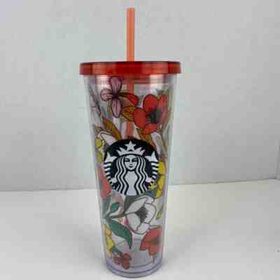STARBUCKS 24oz POPPY FLOWERS Acrylic Cold Drink Cup Tumbler Red Yellow - Sold on eBay Jun 07, 2022 for $115.00