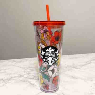 Starbucks Poppy Clear Acrylic Cold Venti 24oz Tumbler with Lid & Straw EUC - Sold on eBay Jun 12, 2022 for $111.99