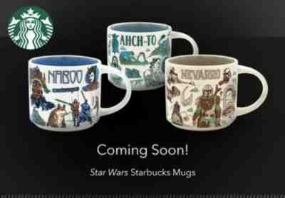 Disney 2022 Star Wars Starbucks Been There Mugs Set of 3 Naboo, Ahch-To, Nevarro - Sold on eBay May 05, 2022 for $164.99