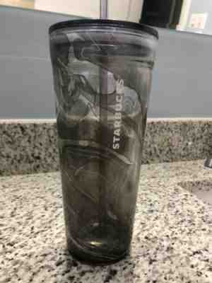 STARBUCKS GLASS BLACK MARBLE COLD CUP 20 Oz VENTI 2017 TUMBLER Excellent RARE - Sold on eBay Jul 25, 2022 for $149.95