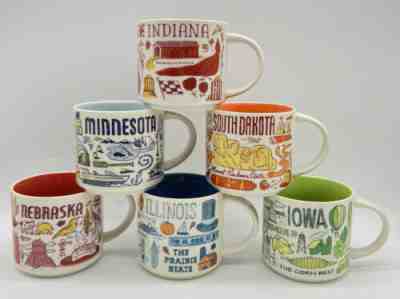 Starbucks Been There Series Mugs Lot of 6 Illinois Iowa Nebraska Minn SD INDIANA