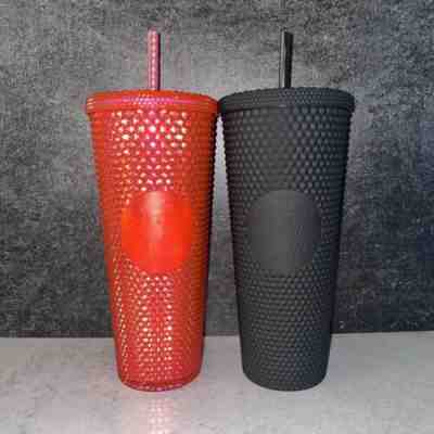Starbucks matte black hot pink tumblers studded - Sold on eBay Aug 19, 2022 for $175.00