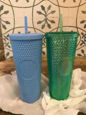 2 Starbucks tumbler green blue sky bling studded 24 oz cold cup bag Thailand - Sold on eBay Jun 20, 2022 for $149.99