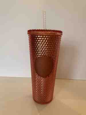 NWT Starbucks 2019 Limited Edition Rose Gold Studded 24oz Cold Venti Tumbler Cup - Sold on eBay Aug 19, 2022 for $149.99