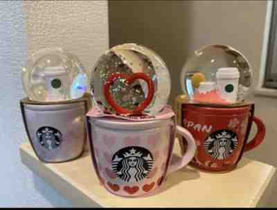 Starbucks Snow Globe Mug Valentine 2021 Sakura 2020 Pink 2set Japan Limited  New