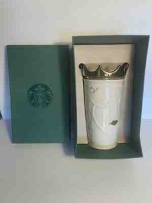 Starbucks 2016 Siren Ceramic Travel Mug Tumbler with Gold Crown Lid 10 oz - Sold on eBay Aug 15, 2022 for $134.95
