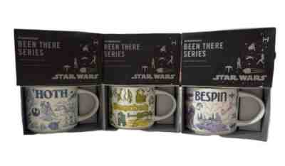 Disney Star Wars Starbucks Been There Mugs set of 3 - Hoth, Bespin, Dagobah NEW! - Sold on eBay Aug 25, 2022 for $525.00