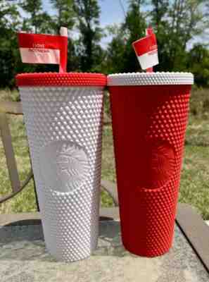 Starbucks Indonesia Red & White Studded Tumblers Set Of 2 BNWT - Sold on eBay Aug 03, 2022 for $125.99