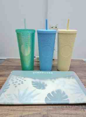 Limited Starbucks Cold cup Tumbler Blue Sky Bling + Green Bling + Yellow Butter - Sold on eBay Aug 01, 2022 for $120.00