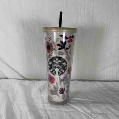 RARE 2014 Starbucks Flower Pattern Floral Harvest Venti Cold Cup Tumbler 24 oz - Sold on eBay Aug 06, 2022 for $112.46