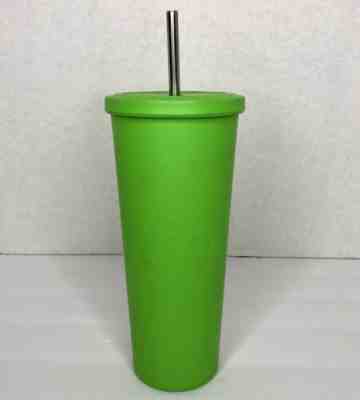 Starbucks Tumbler 24 oz Venti Stainless Steel Cold Cup w/ Straw Matte Green 2015