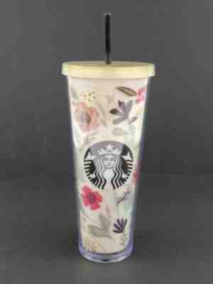 2014 Starbucks Cold Cup Tumbler Flower Pattern Cream Floral Harvest Venti 24 oz - Sold on eBay Jul 01, 2022 for $104.71